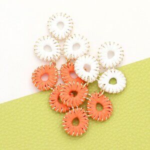 GAMEDAY Tennessee Vols Orange White Raffia Disc Wrapped Earrings